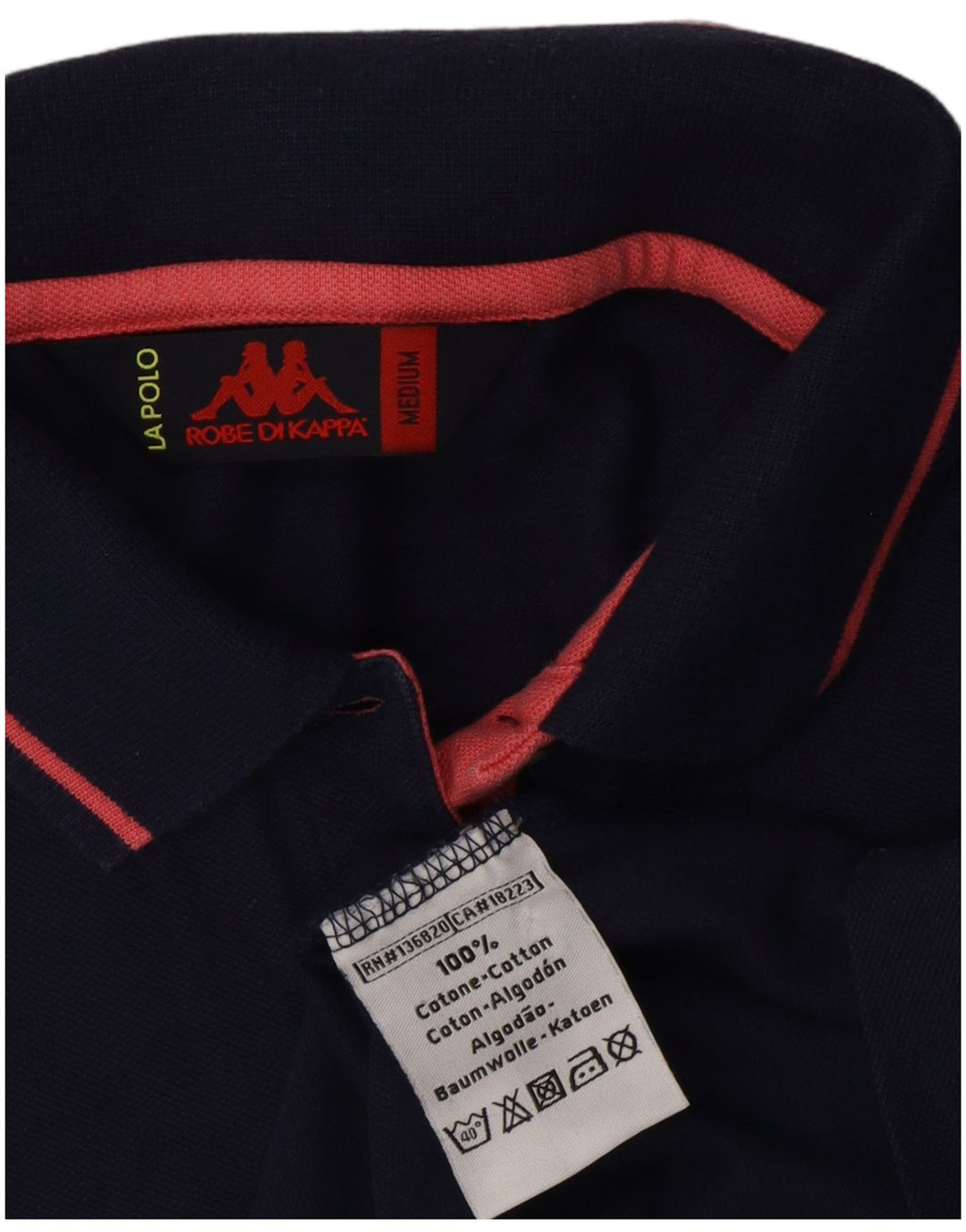 KAPPA Womens Polo Shirt UK 12 Medium Navy Blue Cotton