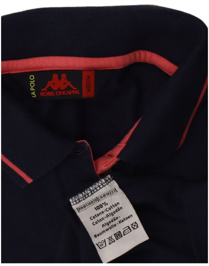 KAPPA Womens Polo Shirt UK 12 Medium Navy Blue Cotton
