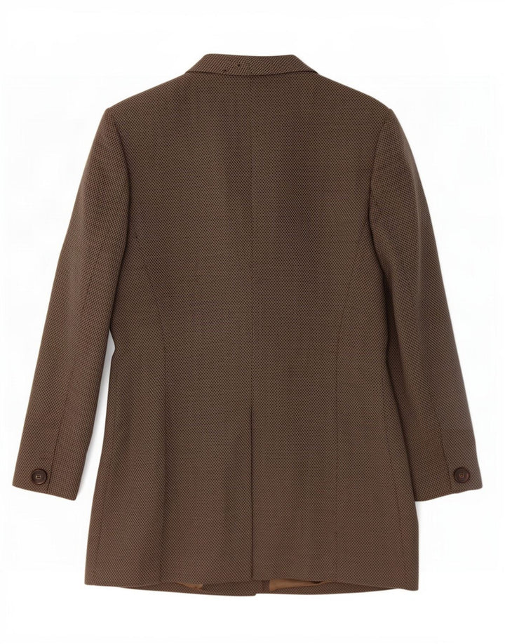 Jaeger Womens Double Breasted Blazer Jacket UK 12 Medium Khaki New Wool