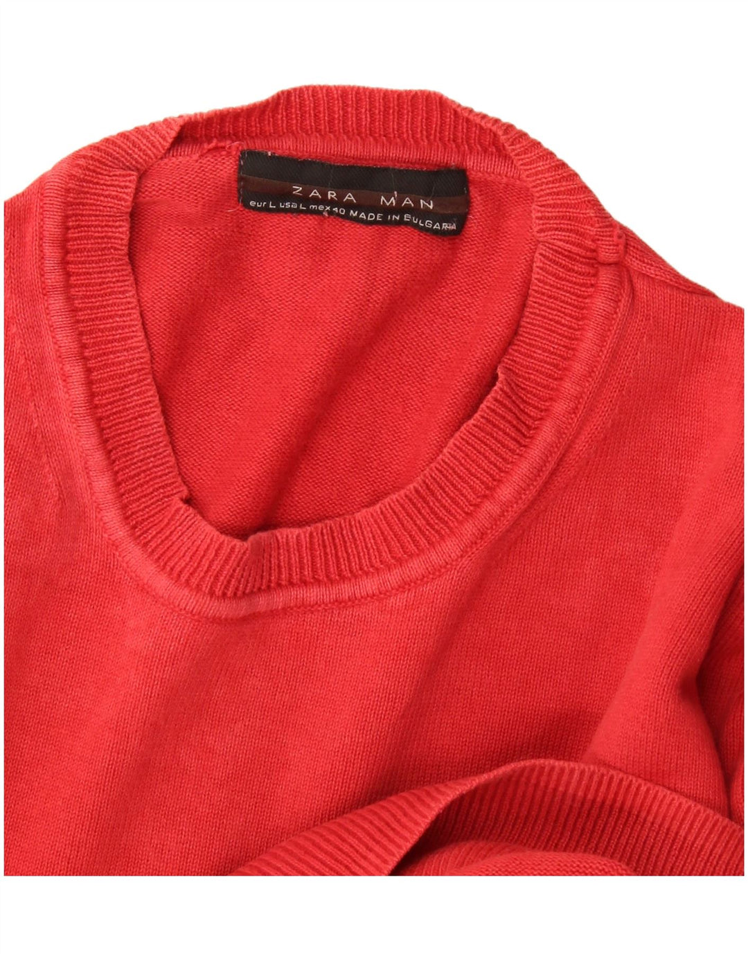 Zara Mens Crew Neck Jumper Sweater Large Red