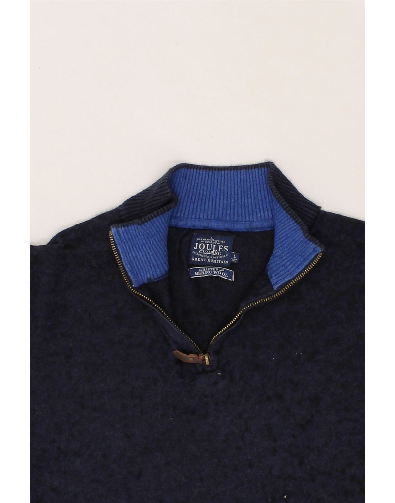 JOULES Womens Zip Neck Jumper Sweater UK 16 Large Navy Blue Flecked Cotton Vintage Joules and Second-Hand Joules from Messina Hembry 