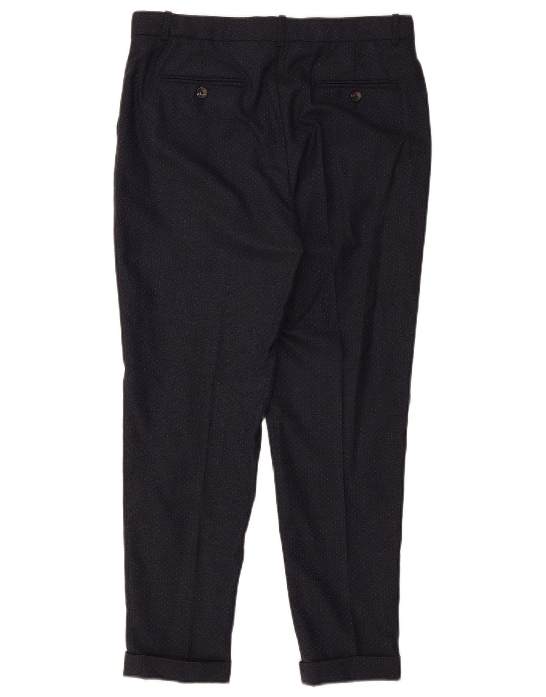 Massimo Dutti Womens Suit Trousers EU 38 Small W28 L26 Navy Blue Spotted