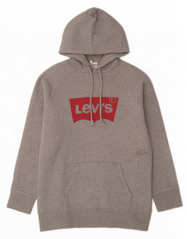 Levi's Mens Graphic Hoodie Jumper Small Grey Flecked Cotton