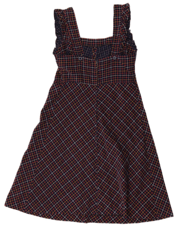 Vintage Womens Corduroy A-Line Dress IT 42 Medium Navy Blue Plaid