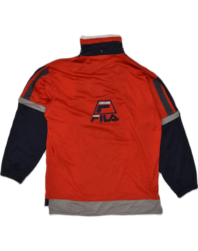 FILA Mens Graphic Tracksuit Top Jacket Medium Red Colourblock Polyester | Vintage Fila | Thrift | Second-Hand Fila | Used Clothing | Messina Hembry 