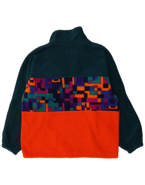 Polartec Mens Zip Neck Fleece Jumper Large Green Geometric Polyester
