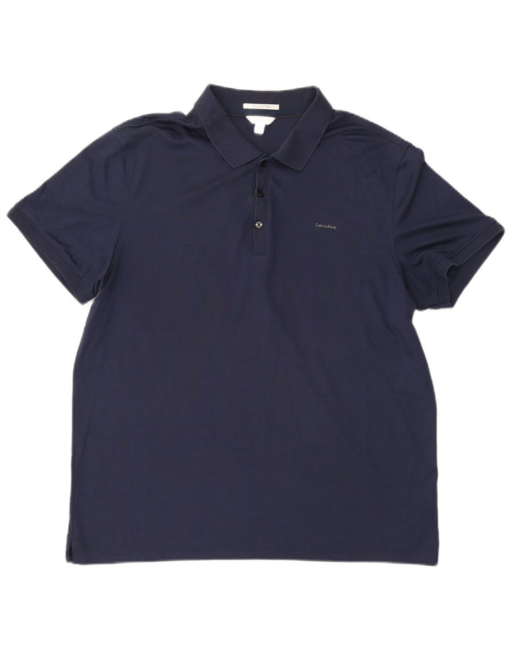 Calvin Klein Mens Polo Shirt Large Navy Blue Cotton