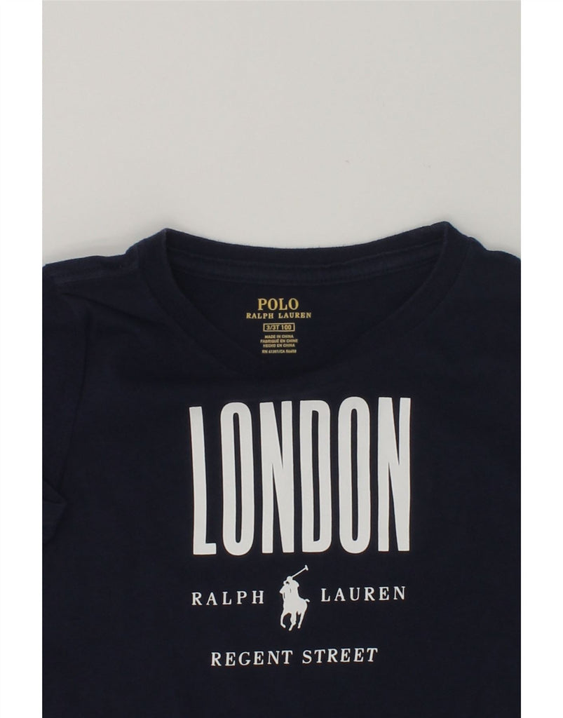 POLO RALPH LAUREN Boys London Graphic T-Shirt Top 2-3 Years Navy Blue | Vintage Polo Ralph Lauren | Thrift | Second-Hand Polo Ralph Lauren | Used Clothing | Messina Hembry 