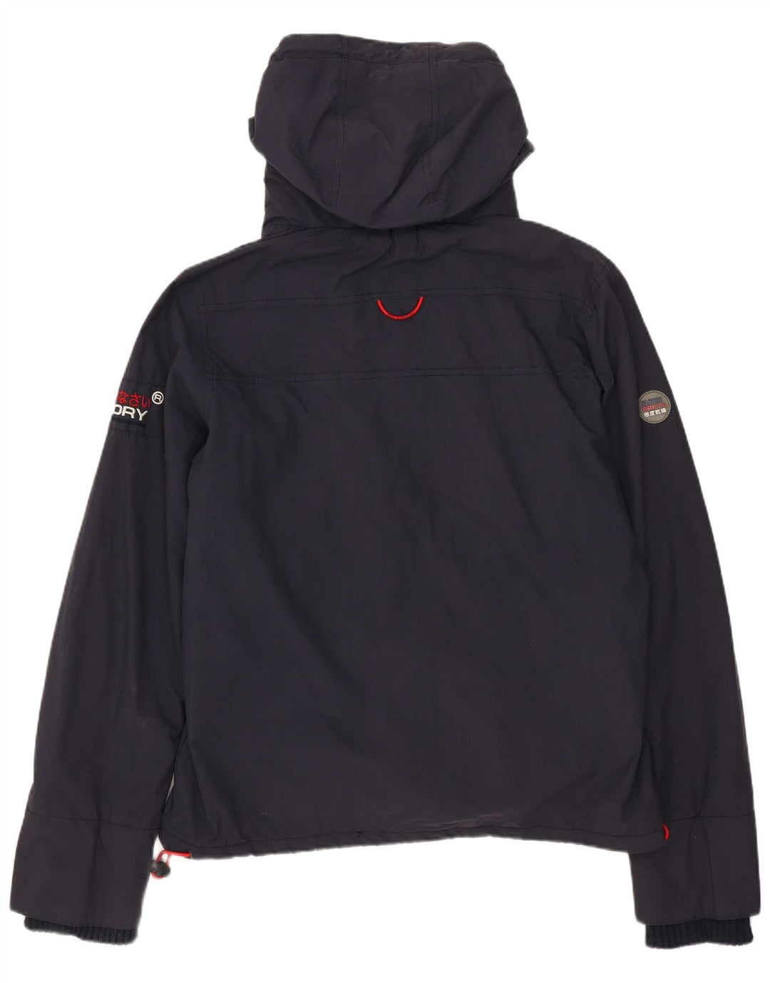 Superdry Womens Hooded Windbreaker Jacket UK 16 Large Navy Blue Nylon