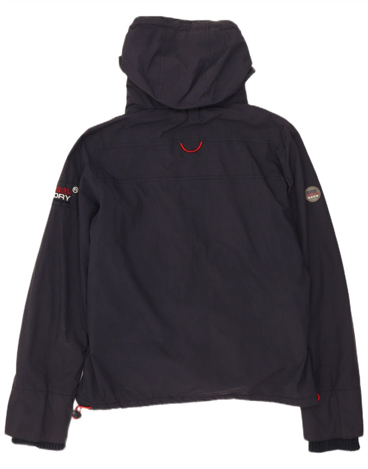 Superdry Womens Hooded Windbreaker Jacket UK 16 Large Navy Blue Nylon