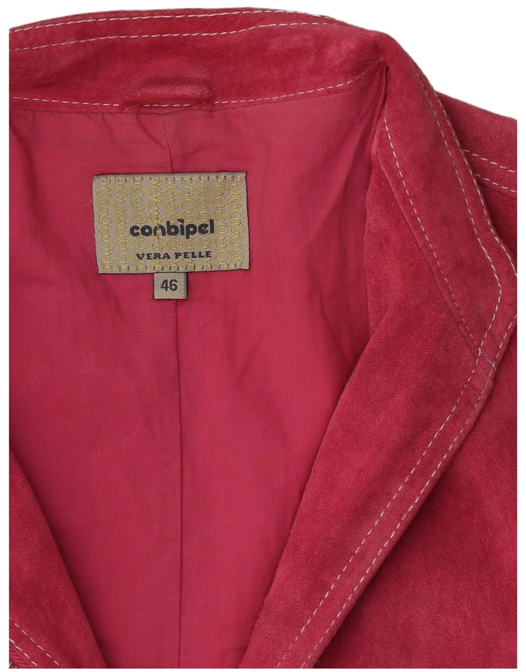 Conbipel Womens Suede Jacket IT 46 Large Pink Leather