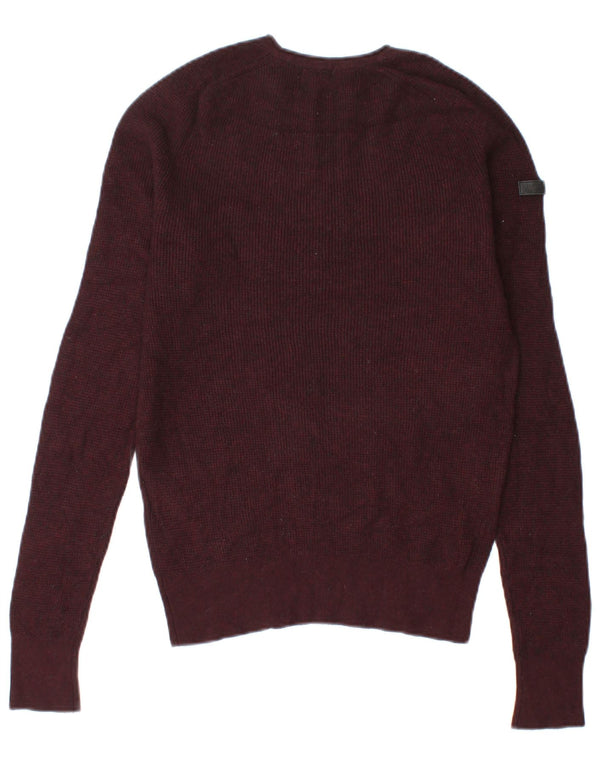 Superdry Womens Boat Neck Jumper Sweater UK 12 Medium Brown Viscose