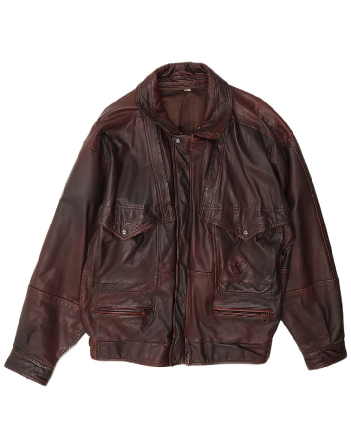 Vintage Mens Leather Jacket IT 50 Large Burgundy