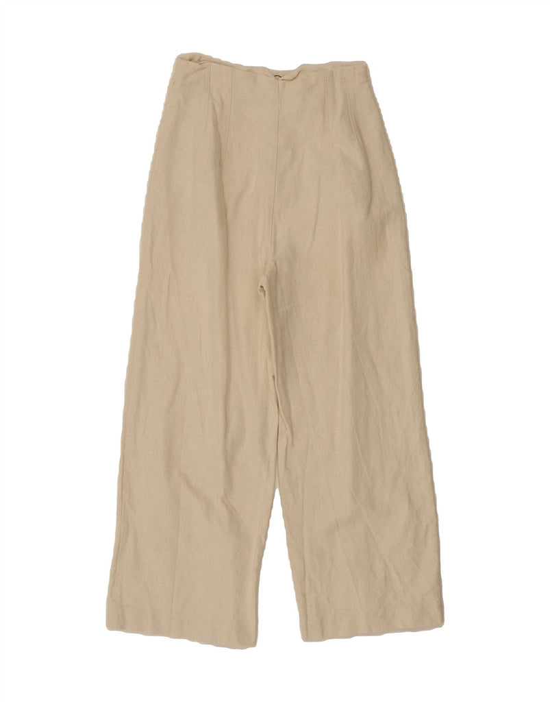 ZARA Womens Wide Leg Cropped Trousers Small W26 L24 Off White Cotton Vintage Zara and Second-Hand Zara from Messina Hembry 
