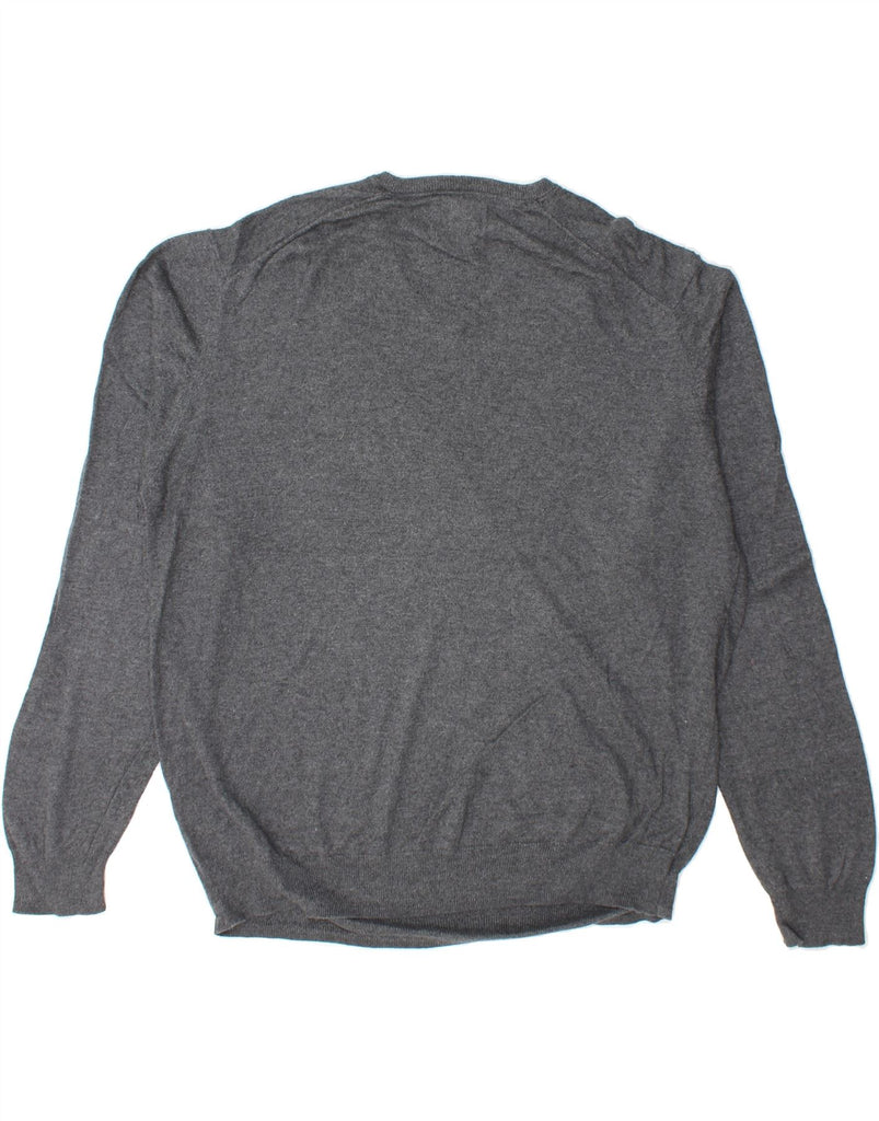 MARKS & SPENCER Mens Regular Fit V-Neck Jumper Sweater XL Grey Cotton Vintage Marks & Spencer and Second-Hand Marks & Spencer from Messina Hembry 