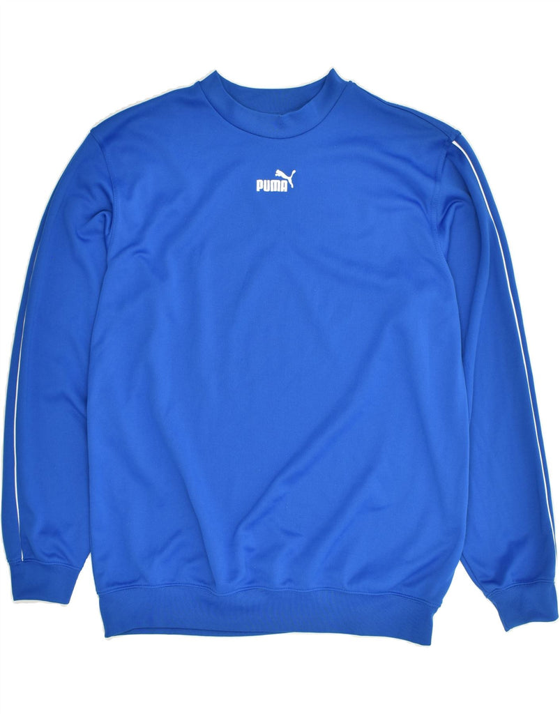 PUMA Mens Sweatshirt Jumper Medium Blue Polyester | Vintage Puma | Thrift | Second-Hand Puma | Used Clothing | Messina Hembry 