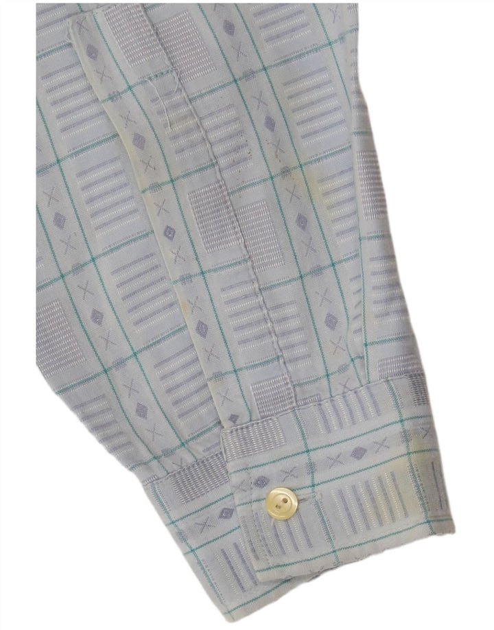 Wampum Mens Checked  Shirt Small Blue Fair Isle
