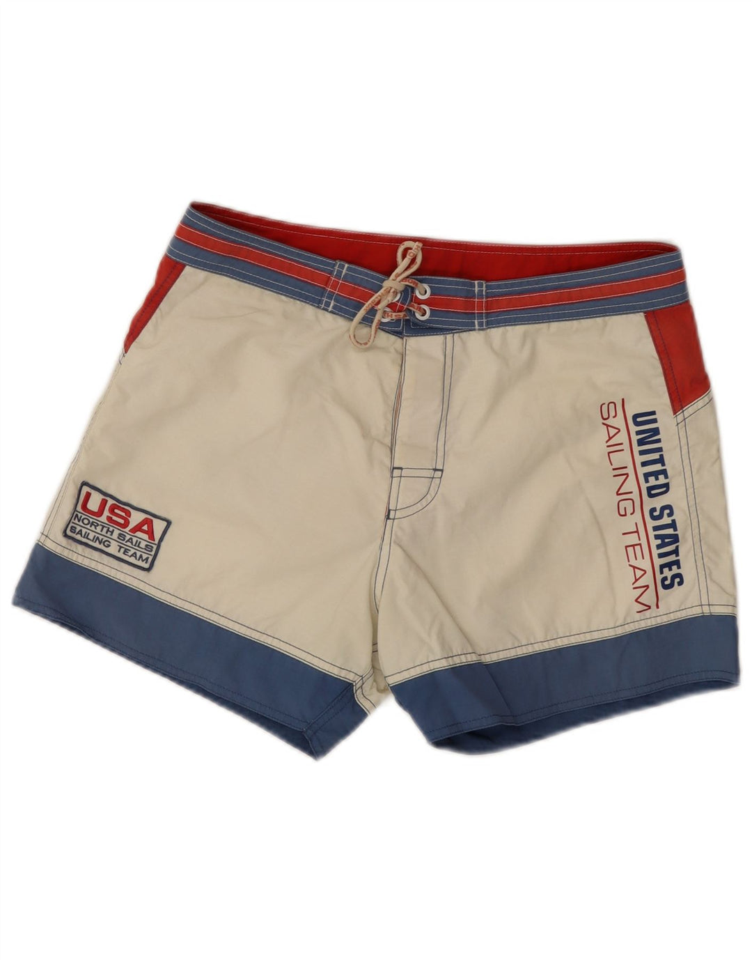 North Sails Womens Swimming Shorts UK 14 Medium Off White Colourblock