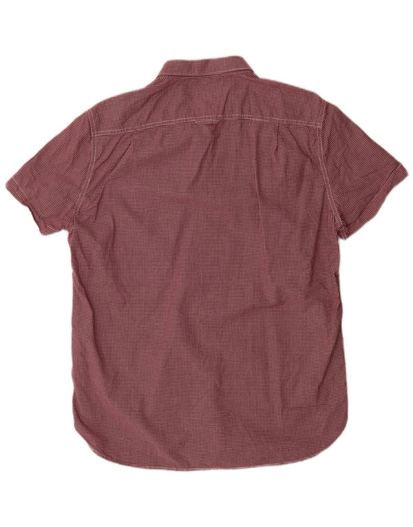 Superdry Mens Short Sleeve Shirt 2XL Burgundy Gingham Cotton