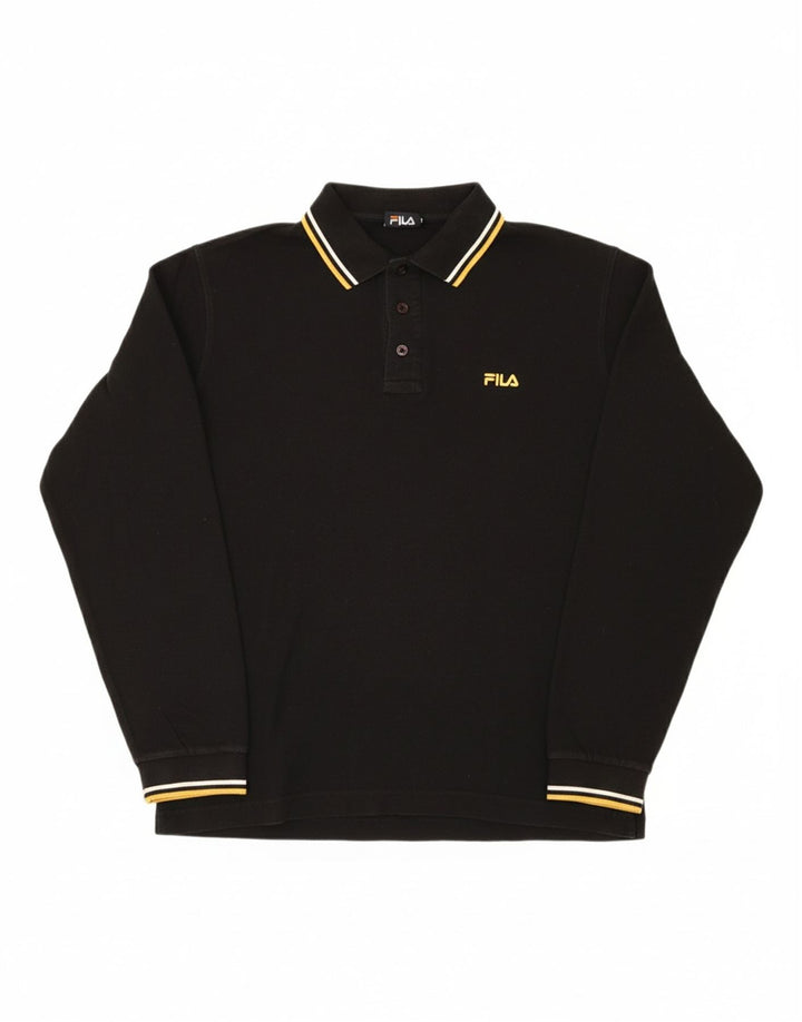 FILA Mens Long Sleeve Polo Shirt Small Black Cotton