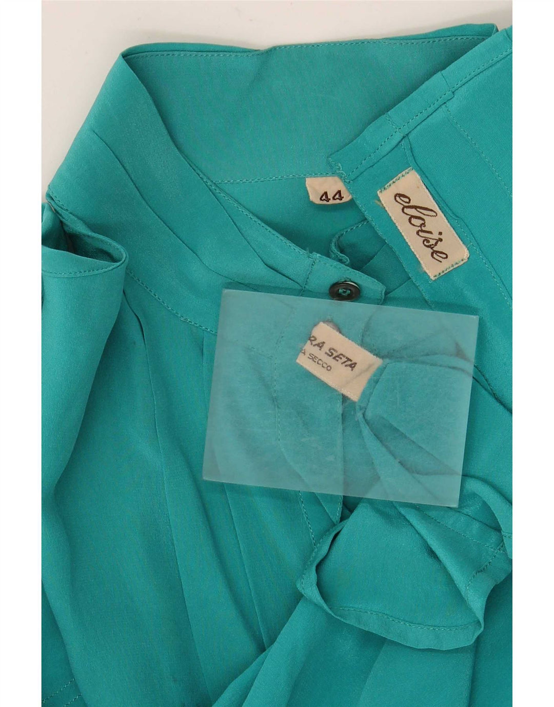 Vintage Womens Shirt Blouse IT 44 Medium Turquoise Silk