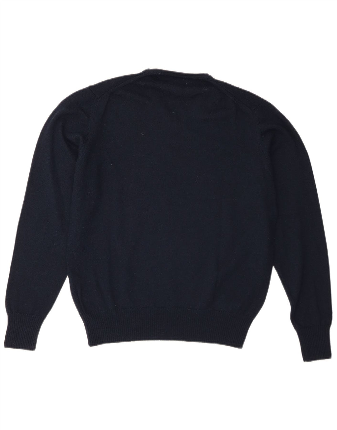 Zara Mens V-Neck Jumper Sweater Medium Navy Blue Wool