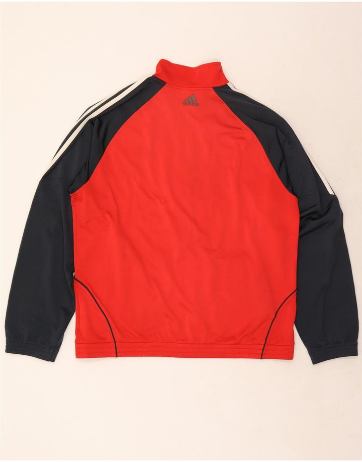 Adidas Mens Tracksuit Top Jacket UK 42/44 Large Red Colourblock Polyester