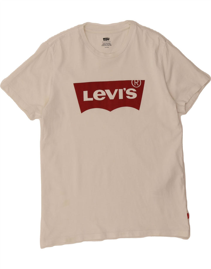 LEVI'S Mens Graphic T-Shirt Top Small White Cotton Vintage Levi's and Second-Hand Levi's from Messina Hembry 