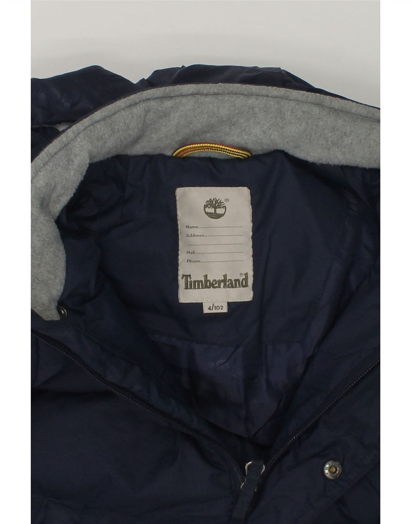 TIMBERLAND Boys Hooded Padded Jacket 3-4 Years Navy Blue Polyester | Vintage Timberland | Thrift | Second-Hand Timberland | Used Clothing | Messina Hembry 