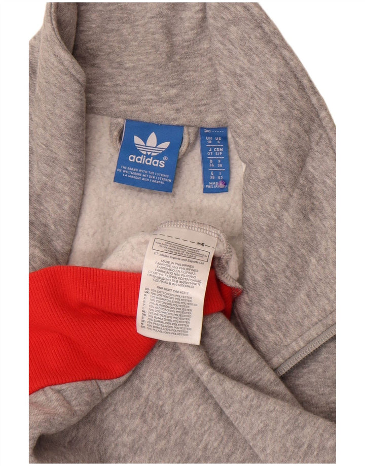 Adidas Womens Graphic Tracksuit Top Jacket UK 10 Small Grey Colourblock