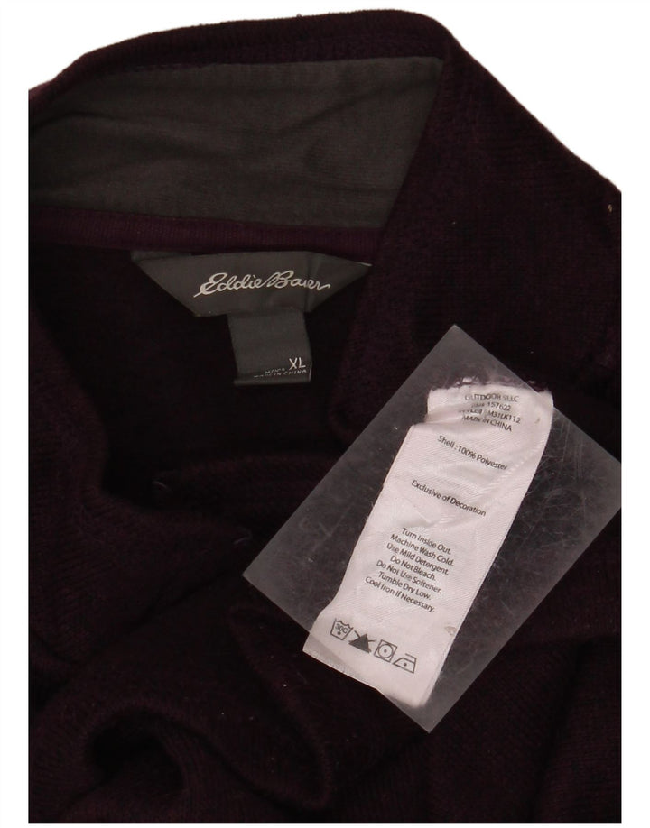 EDDIE BAUER Mens Zip Neck Sweatshirt Jumper XL Purple Flecked Polyester