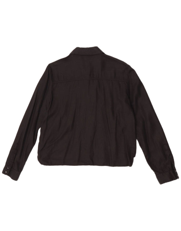 Zara Womens Z1975 Shirt Blouse UK 14 Medium Black Lyocell
