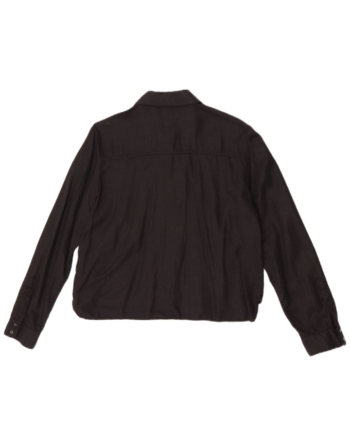 Zara Womens Z1975 Shirt Blouse UK 14 Medium Black Lyocell
