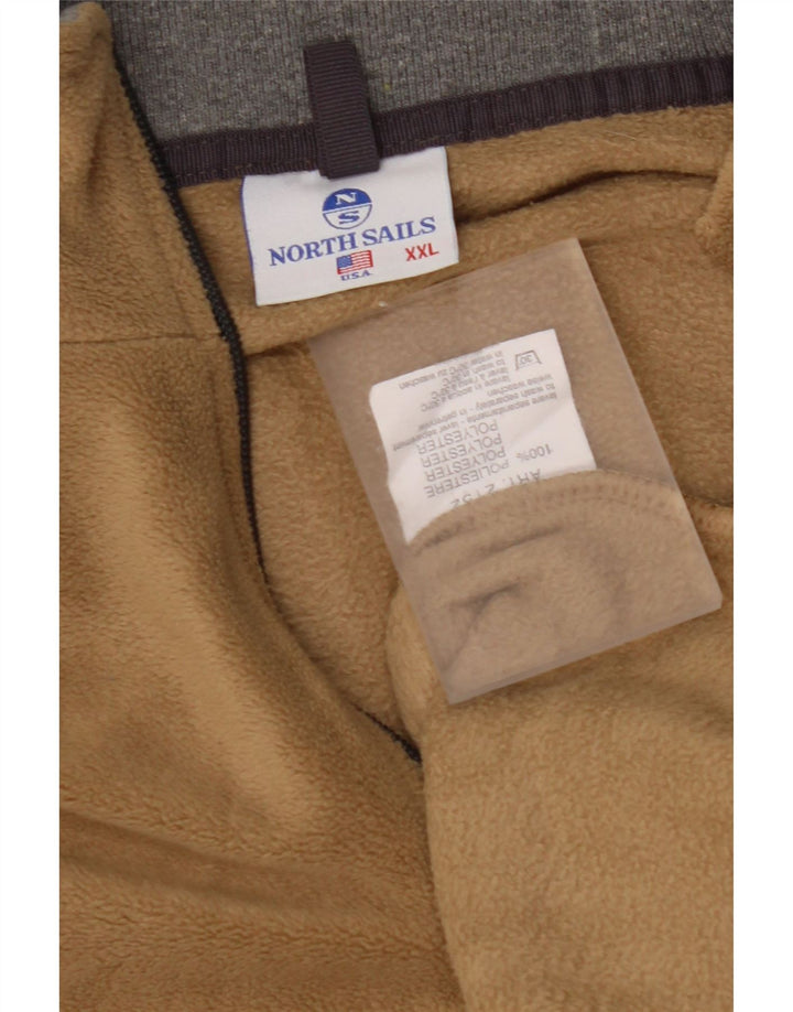 NORTH SAILS Mens Zip Neck Fleece Jumper 2XL Beige Polyester