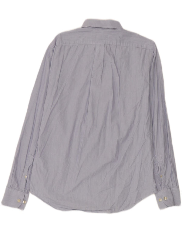 Marlboro Classics Mens Regular Fit Shirt Large Blue Pinstripe Cotton