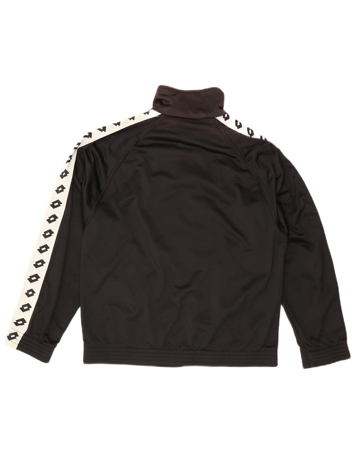 LOTTO Mens Graphic Tracksuit Top Jacket Small Black Colourblock Polyester