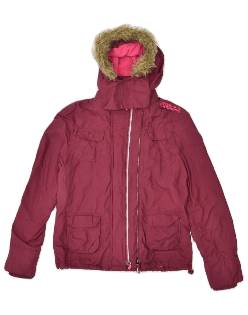 SUPERDRY Womens Hooded Rain Jacket Medium Maroon Nylon | Vintage | Thrift | Second-Hand | Used Clothing | Messina Hembry 