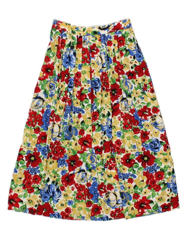 VINTAGE Womens Pleated Skirt EU 40 Medium W28 Multicoloured Floral Vintage Vintage and Second-Hand Vintage from Messina Hembry 