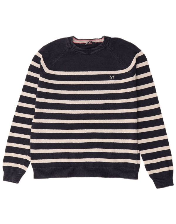 Crew Clothing Womens Crew Neck Jumper Sweater UK 14 Large Navy Blue Striped