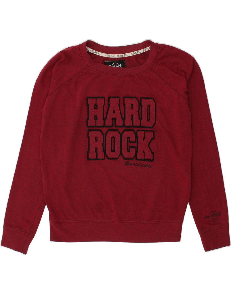 HARD ROCK CAFE Womens Barcelona Graphic Sweatshirt Jumper UK 16 Large Red | Vintage Hard Rock Cafe | Thrift | Second-Hand Hard Rock Cafe | Used Clothing | Messina Hembry 