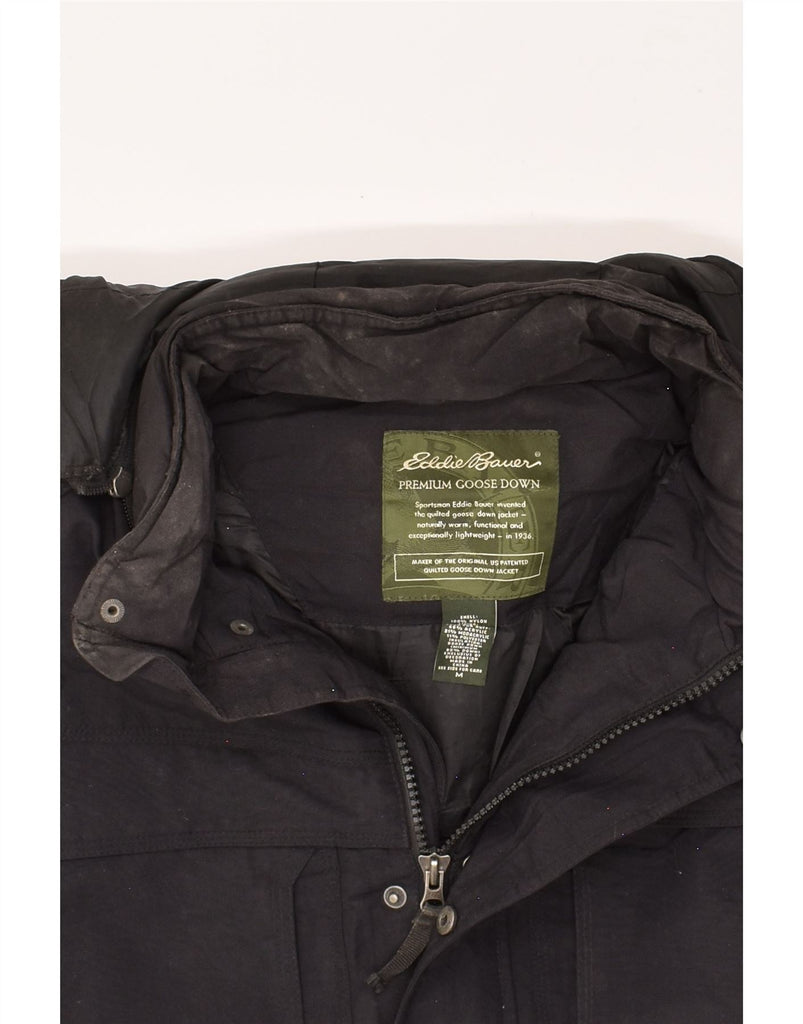 EDDIE BAUER Mens Hooded Padded Jacket UK 38 Medium Black Nylon | Vintage Eddie Bauer | Thrift | Second-Hand Eddie Bauer | Used Clothing | Messina Hembry 