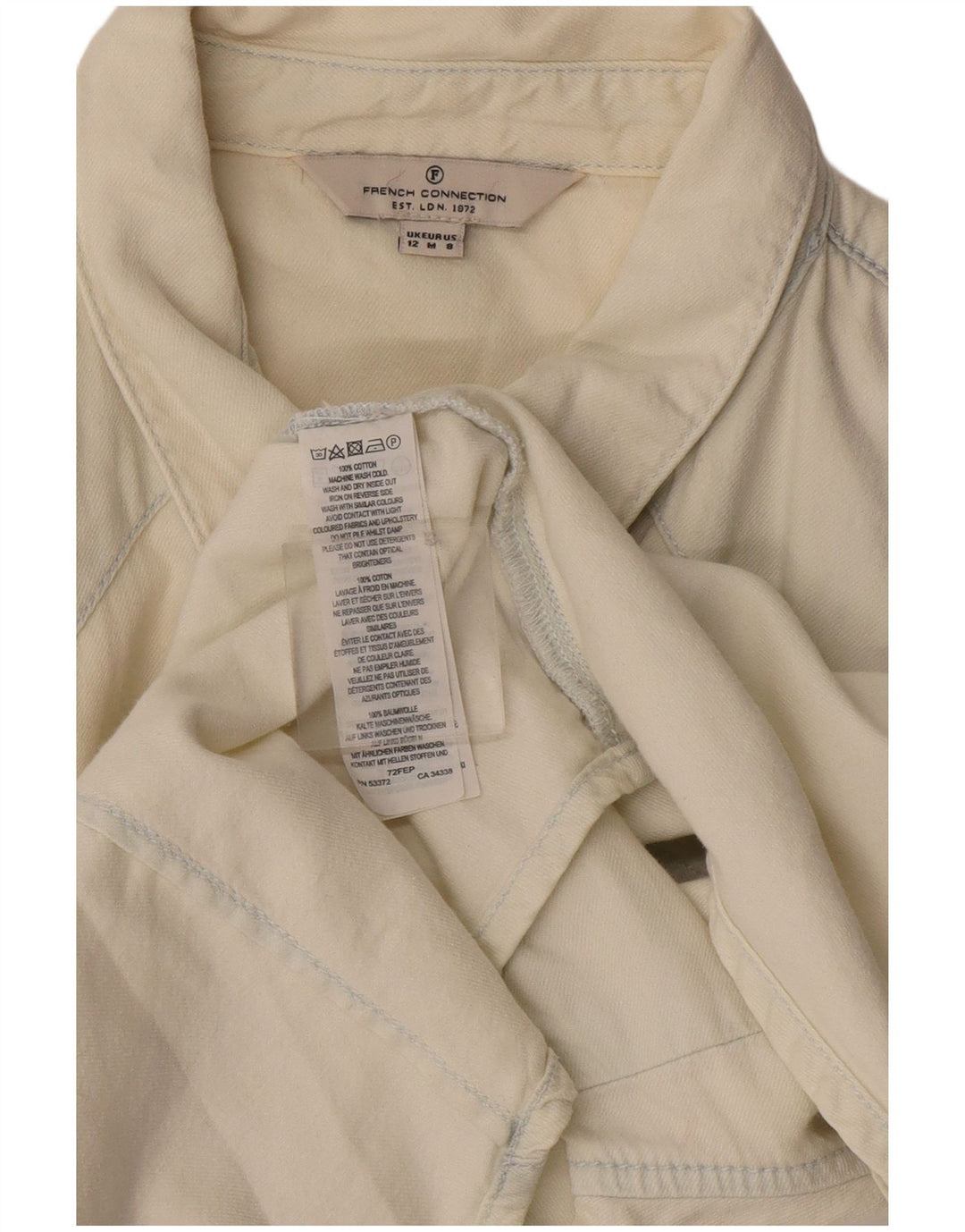 French Connection Womens Denim Shirt UK 12 Medium Off White Cotton