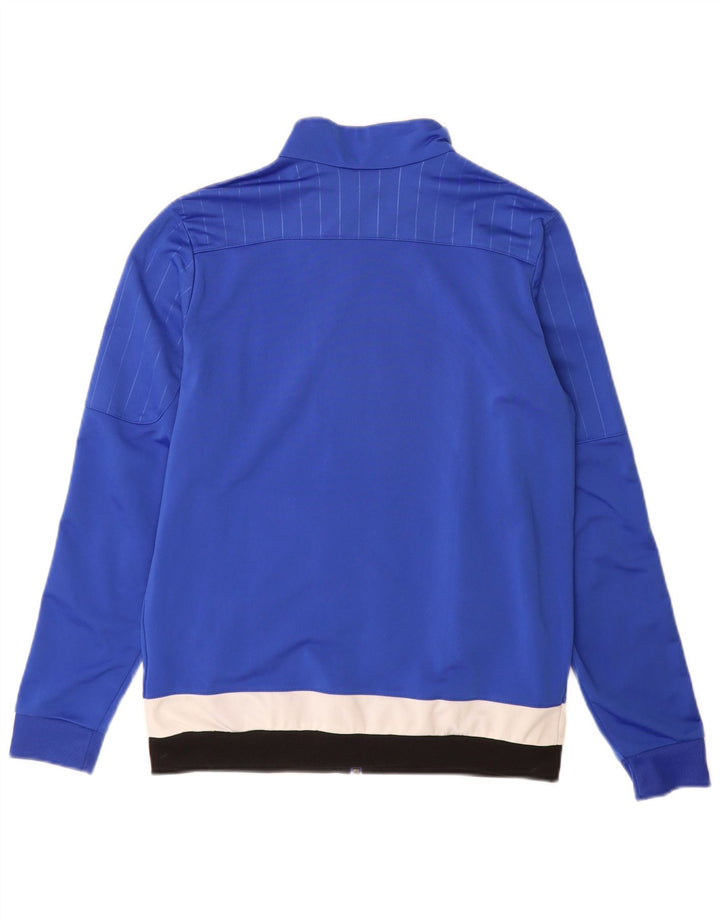 Adidas Boys Tracksuit Top Jacket 13-14 Years Blue Colourblock Polyester