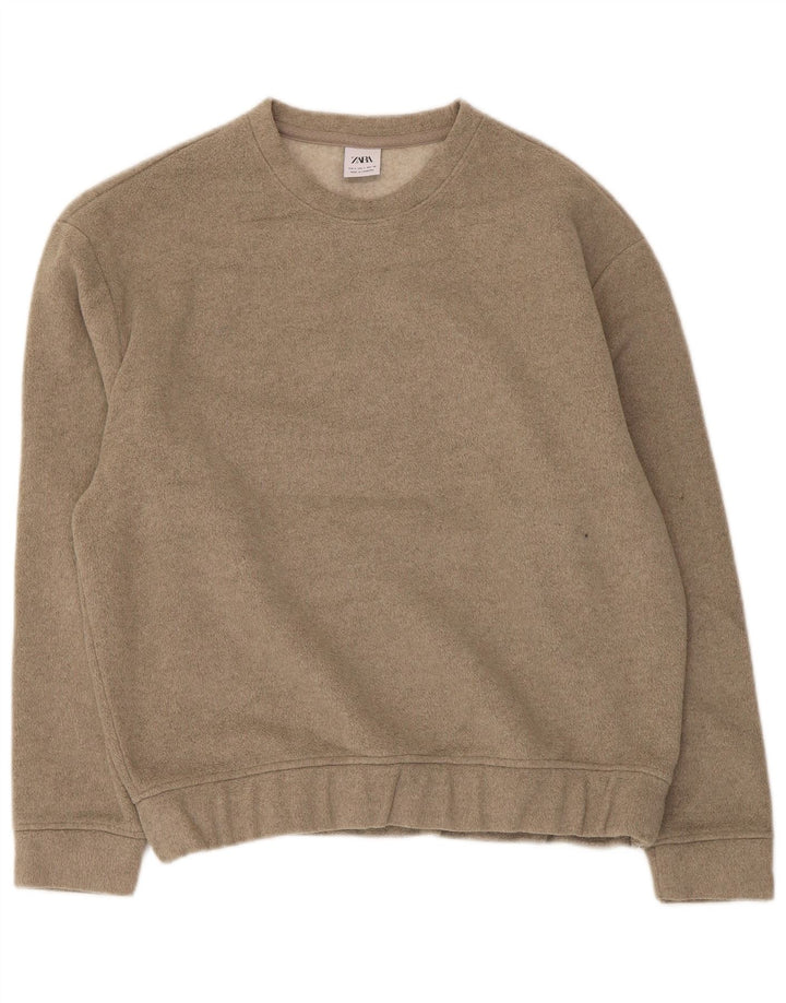 Zara Mens Loose Fit Sweatshirt Jumper Small Beige Polyester