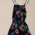 VINTAGE Womens Playsuit UK 12 Medium  Navy Blue Floral Vintage Vintage and Second-Hand Vintage from Messina Hembry 