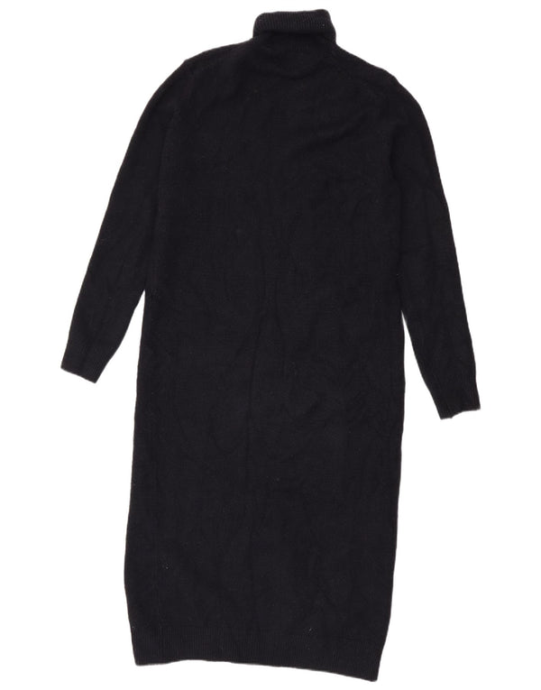Zara Womens Roll Neck Long Sleeve Jumper Dress UK 14 Medium Black Acrylic