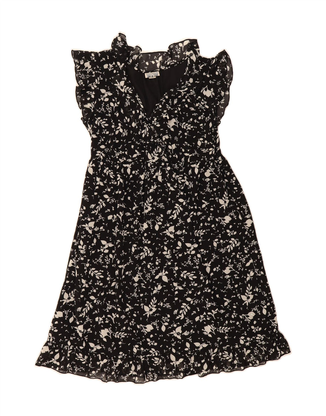 CONVERSE Womens A-Line Dress UK 14 Large Black Floral Polyester Vintage Converse and Second-Hand Converse from Messina Hembry 