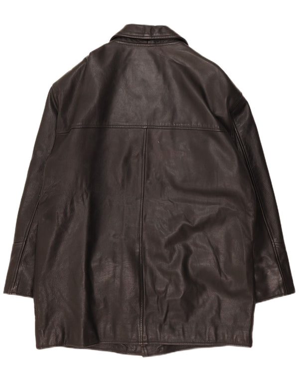 Ciro Citterio Mens Leather Coat UK 44 2XL Black Leather Comics