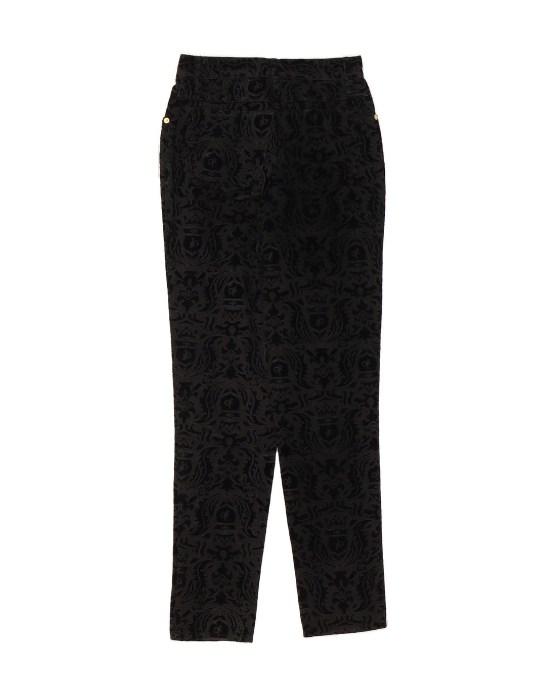 ROCCOBAROCCO Womens Casual Trousers IT 43 Medium W36 L30 Black Paisley Vintage Roccobarocco and Second-Hand Roccobarocco from Messina Hembry 