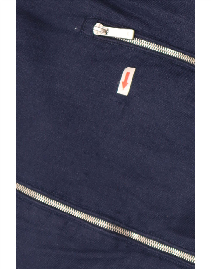 Zara Mens Bomber Jacket UK 40 Large Navy Blue Linen